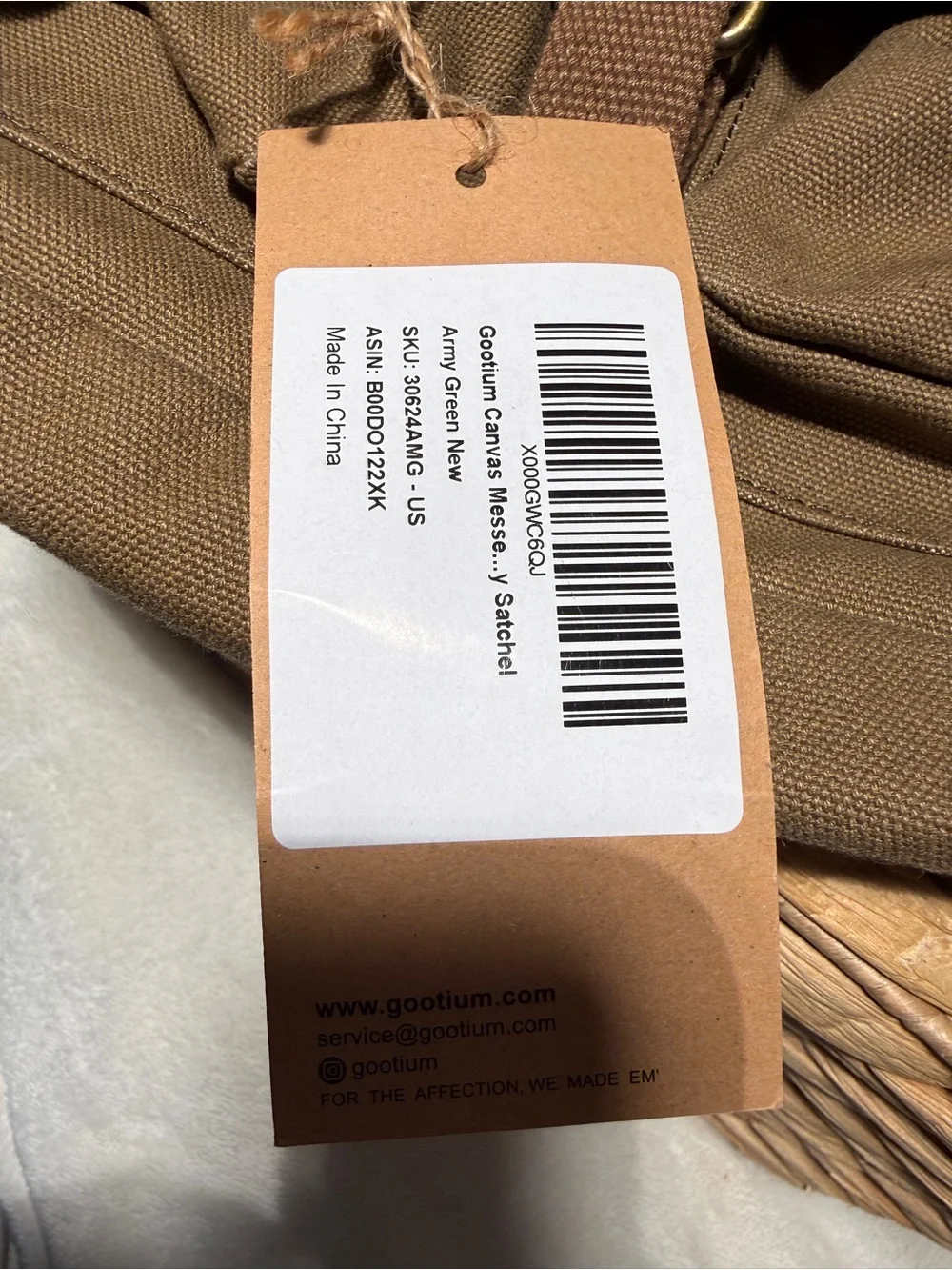 NWT Gootium Canvas Messenger Bag Satchel Shoulder Crossbody Army Green #30624